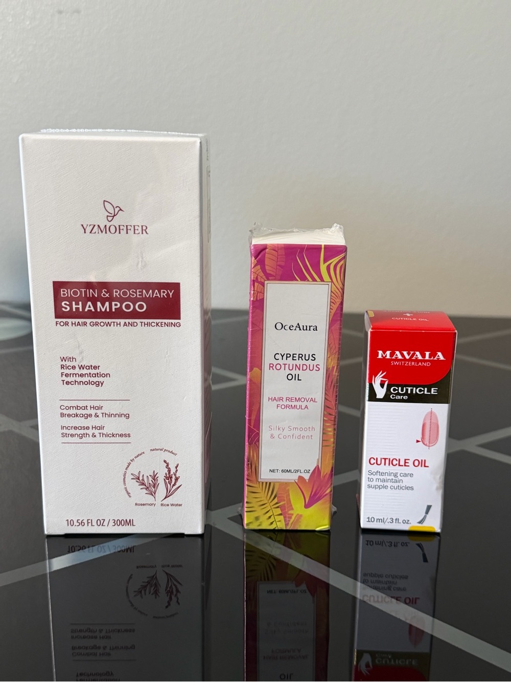 3 PCs Biotin & Rosemary Shampoo + Cyperus Oil + Cuticle Oil